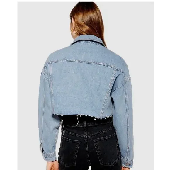 TopShop Hacked Light Denim Jacket SIze 4 - Picture 2 of 10